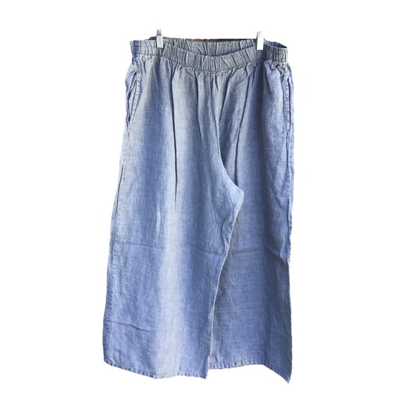 bryn Walker Pants - Bryn Walker Gray Linen Wide Leg Pants Women's XL Made in USA 33x24.5